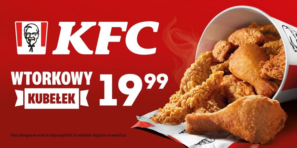 Wtorkowy Kubełek KFC promocja 19,99 zł 11 kawałków kurczaka 12 maja