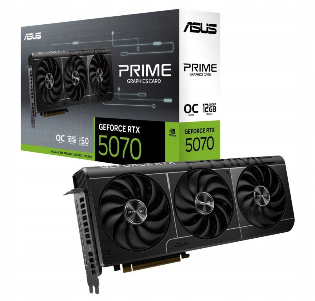 🎮 Asus GeForce RTX 5070 Prime OC za 2459 zł! Okazja Smart! Weeks na nową generację Karta graficzna Asus GeForce RTX 5070 Prime OC 12GB GDDR7 architektura NVIDIA Blackwell trzy wentylatory Axial-tech Allegro Smart Weeks 2459 zł