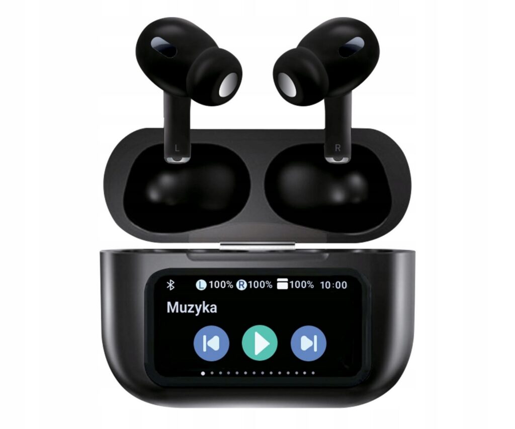 Słuchawki bezprzewodowe Silver Monkey Smart Buds Pro czarne dokanałowe ANC etui z wyświetlaczem LCD dotykowym Bluetooth 5.4 okazja Allegro Smart Weeks X-kom 59 zł