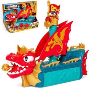 Zabawka PIRATIX Dragon Ship smoczy statek piracki 3 w 1 transformacja figurka Piratix moneta pocisk czerwony pojazd dla dzieci okazja Amazon.pl 103 zł
