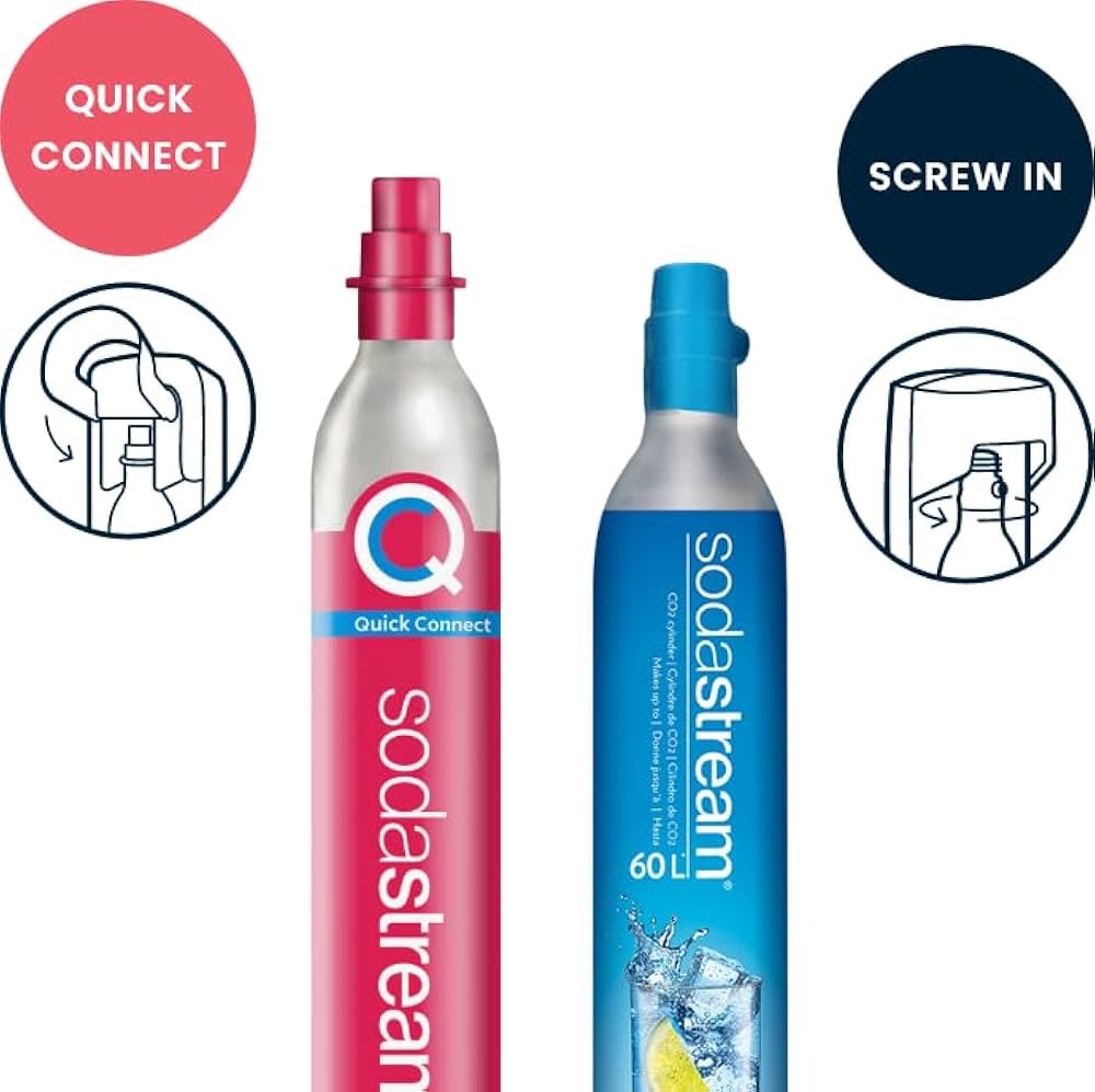⁠Cylinder z gazem CO2 SodaStream nabój różowy Quick Connect CQC do saturatora wydajność 60 litrów wody okazja Amazon.pl 83 zł
