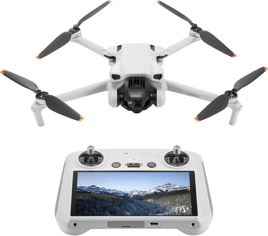 Lekki dron DJI Mini 3 szary składany minikamera wideo 4K HDR waga poniżej 249g klasa C0 czas lotu 38 minut gimbal okazja Amazon.pl 1186 zł⁠