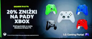Telewizor LG Smart TV aplikacja Apps baner promocyjny zniżka 25 procent na kontrolery pady Xbox Microsoft Store kod rabatowy LG Gaming Portal