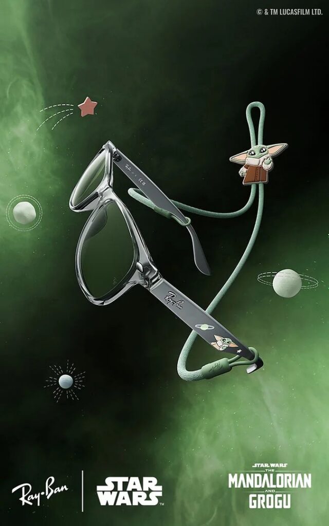 Okulary przeciwsłoneczne Ray-Ban RB9052S kwadratowe przezroczyste szare kolekcja filmowa Star Wars The Mandalorian and Grogu Baby Yoda kod rabatowy newsletter 20 procent taniej okazja