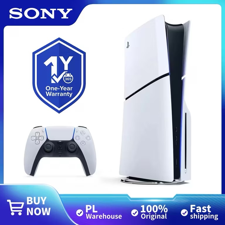 Nowa konsola Sony PlayStation 5 PS5 Slim 1TB SSD wersja z napędem dysków Blu-ray D Chassis wersja europejska pad DualSense polski sprzedawca wysyłka z Polski gwarancja kod rabatowy AEPLL110 czerwiec 2026 wyprzedaż AliExpress okazja tanio