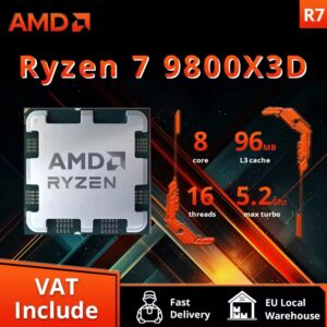 Nowy procesor gamingowy AMD Ryzen 7 9800X3D architektura Zen gniazdo Socket AM5 pamięć 3D V-Cache 8 rdzeni 16 wątków taktowanie 5.2 GHz wersja TRAY bez chłodzenia podzespoły komputerowe PC kod rabatowy AEPLL50 wyprzedaż AliExpress okazja czerwiec 2026 tanio