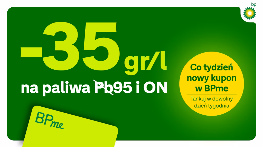 Promocja na paliwo BP zniżka 35 groszy na litrze aplikacja BPme tanie tankowanie benzyna Pb95 olej napędowy bez zakupów w sklepie