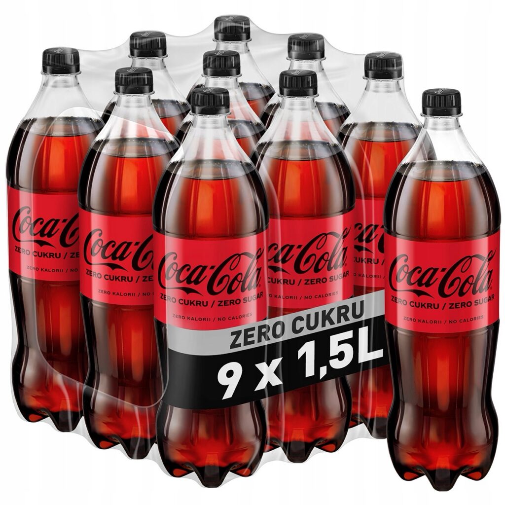 Zgrzewka 9 butelek napoju Coca-Cola Zero Cukru 1,5l na palecie promocja Allegro darmowa dostawa Smart napoje gazowane bez cukru zapasy do domu