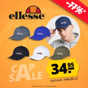 Czapka z daszkiem Ellesse Maller czarna z białym logo wyprzedaż minus 77 procent niska cena 34,95 PLN sklep SportRabat rozmiar uniwersalny różne kolory okazja moda streetwear lato