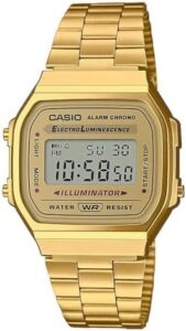 Złoty zegarek cyfrowy Casio Vintage A168WG-9EF bransoleta ze stali nierdzewnej styl retro podświetlenie Illuminator kwarcowy zegarek unisex okazja cenowa Amazon pl darmowa dostawa Prime akcesoria modowe