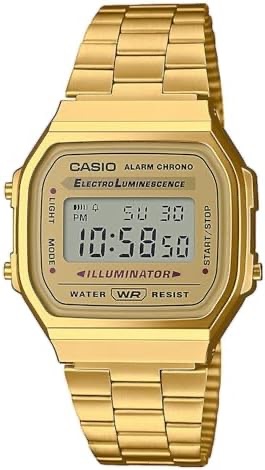 Złoty zegarek cyfrowy Casio Vintage A168WG-9EF bransoleta ze stali nierdzewnej styl retro podświetlenie Illuminator kwarcowy zegarek unisex okazja cenowa Amazon pl darmowa dostawa Prime akcesoria modowe