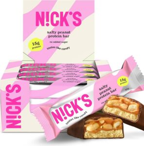 Batony proteinowe NICKS Keto Peanut Caramel karmel orzechowy zestaw 12 sztuk bez dodatku cukru bezglutenowe niskowęglowodanowe low carb erytrytol odżywki i przekąski sportowe okazja cenowa Amazon pl darmowa dostawa Prime