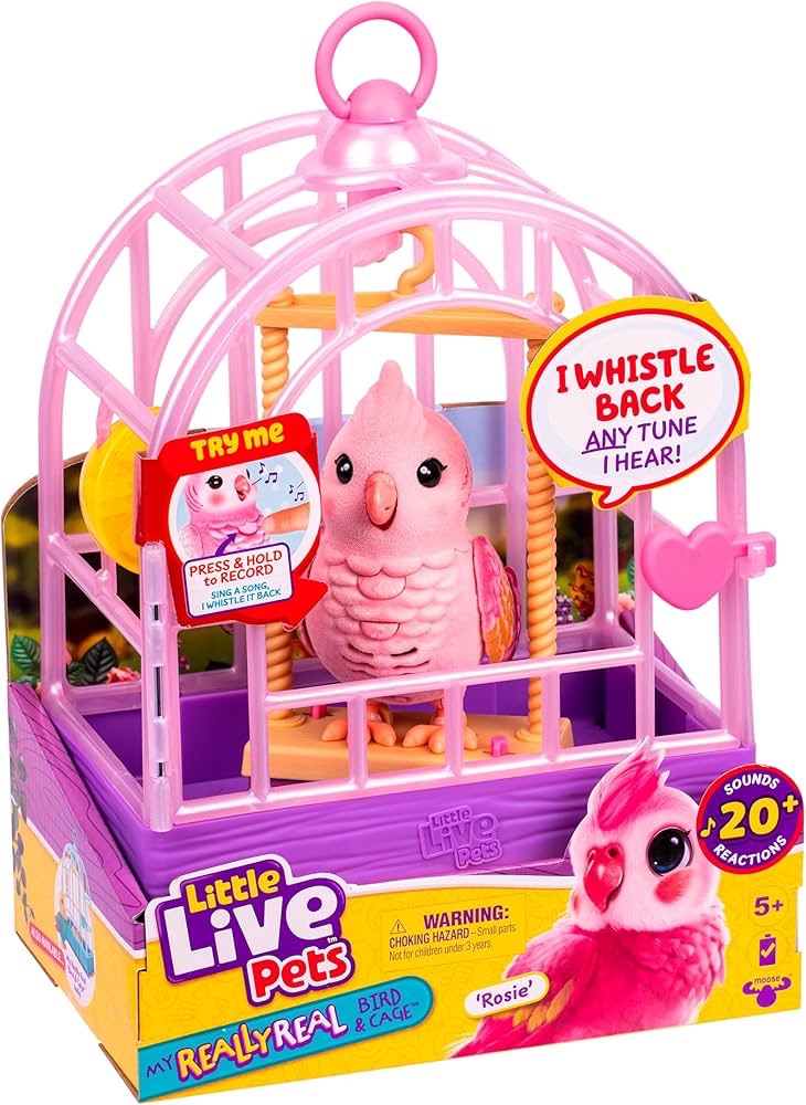 Interaktywny ptaszek w klatce Little Live Pets My Really Real Bird model Rosie kolorowy ptak powtarza słowa gwiżdże melodie reaguje na dotyk ponad 20 dźwięków zabawka sensoryczna dla dzieci okazja Amazon pl darmowa dostawa Prime