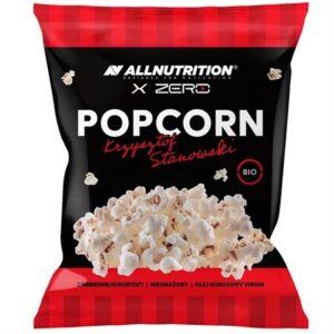 ALLNUTRITION Popcorn Kanał Zero 100g przekąska Krzysztofa Stanowskiego niebieska kukurydza olej kokosowy virgin zdrowy popcorn bezglutenowy wegański kod rabatowy ZERO zniżka sklep SFD okazja tanio