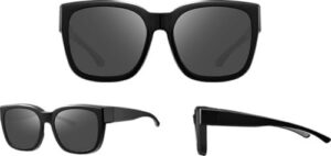 Okulary przeciwsłoneczne nakładkowe Xiaomi Polarized Fitover Sunglasses model BHR8024GL czarna ramka kwadratowe szare soczewki polaryzacyjne TAC ochrona przed promieniowaniem UV dla osób z krótkowzrocznością na okulary korekcyjne okazja Amazon pl darmowa dostawa Prime