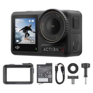 Kamera sportowa DJI Osmo Action 4 Essential Combo nagrywanie 4K 120 fps wodoodporna stabilizacja obrazu 360 HorizonSteady matryca CMOS Amazon promocja darmowa dostawa Prime tanio sprzęt dla vlogerów