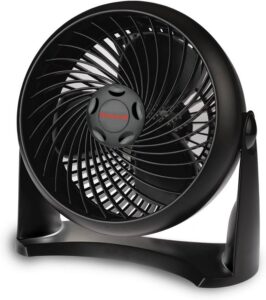 Czarny wentylator biurkowy Honeywell TurboForce HT900 cichy cyrkulator powietrza 3 prędkości Amazon promocja darmowa dostawa Prime tanio chłodzenie na lato