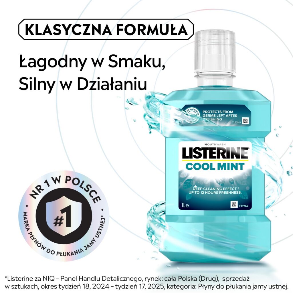 Duża butelka płynu do płukania jamy ustnej Listerine Cool Mint 1000 ml 1 litr ochrona antybakteryjna świeża mięta Amazon promocja rabat 20 zł darmowa dostawa Prime tanie kosmetyki