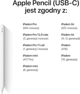 Biały rysik Apple Pencil USB-C do iPada precyzyjne notowanie rysowanie magnetyczne mocowanie na tablet promocja Amazon Prime darmowa dostawa tanio akcesoria Apple
