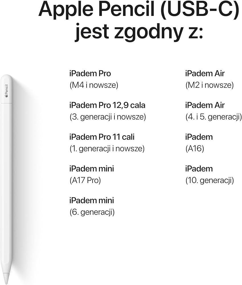 Biały rysik Apple Pencil USB-C do iPada precyzyjne notowanie rysowanie magnetyczne mocowanie na tablet promocja Amazon Prime darmowa dostawa tanio akcesoria Apple