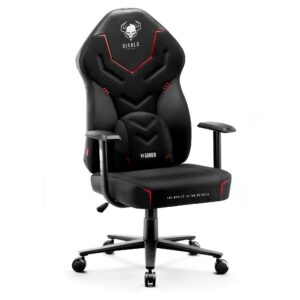 Czarny fotel gamingowy Diablo X-Gamer 2.0 Dark Obsidian materiałowy kod rabatowy HOLIDAYS promocja wyprzedaż sklep Diablo Chairs tanie krzesło do biurka