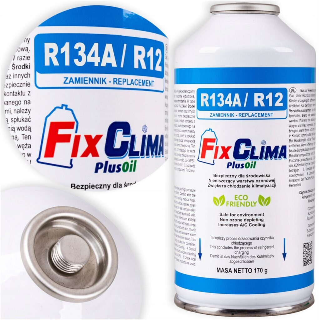 Gaz do klimatyzacji FixClima R134a zestaw do samodzielnego nabicia klimy puszka 170g z olejem ND-12 promocja Allegro darmowa dostawa Smart