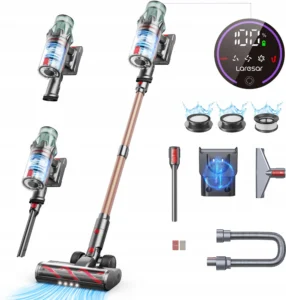 Bezprzewodowy odkurzacz pionowy Laresar V7 PRO 600W siła ssania 65000Pa bateria 70 minut funkcja aromaterapii zapachowy podwójny filtr HEPA ekran dotykowy LED ssawka do sof długi wąż wysyłka z Polski kod rabatowy Lowcy11 okazja AliExpress tanio
