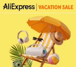 AliExpress Vacation Sale kody rabatowe wyprzedaż lipiec 2026 kupony zniżkowe modern style image