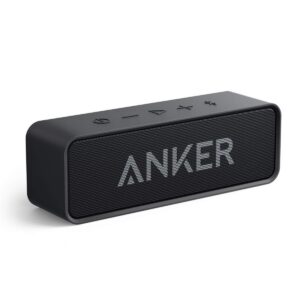 Czarny przenośny głośnik Bluetooth Anker Soundcore bezprzewodowy dźwięk stereo bateria 24 godziny mikrofon smartfon promocja Amazon darmowa dostawa Prime
