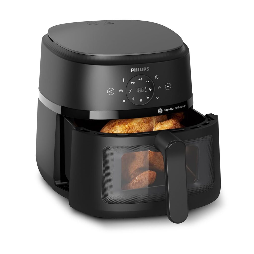 Frytkownica beztłuszczowa Philips Ovi 2000 czarna Airfryer 6,2L okienko promocja Amazon darmowa dostawa Prime