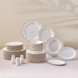Zestaw obiadowy serwis porcelana kostna Karaca Siena 53 elementy dla 12 osób biały kwiatowy Amazon Prime