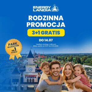 Promocja Energylandia bilety rodzinne 3+1 gratis zator park rozrywki tanie bilety okazja