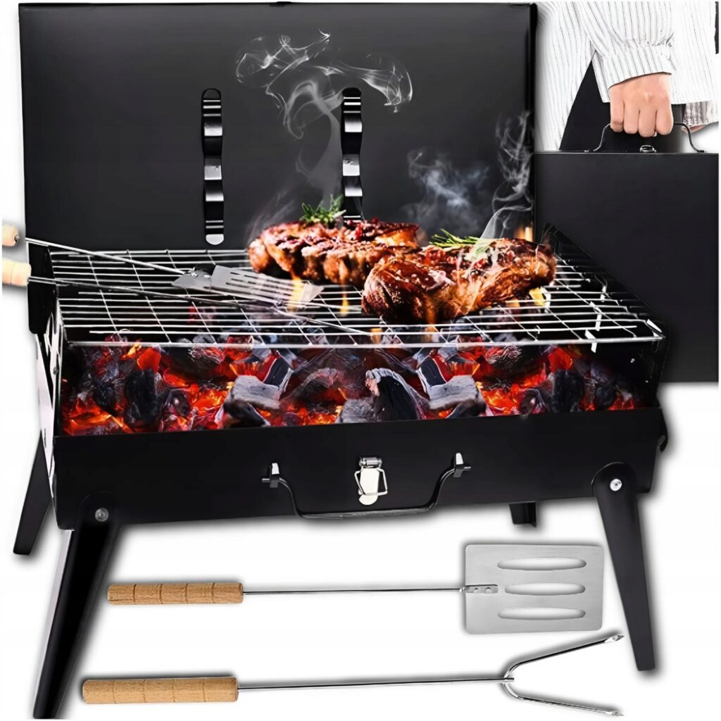 Składany grill turystyczny walizka BBQ przenośny na biwak piknik Allegro Smart promocja