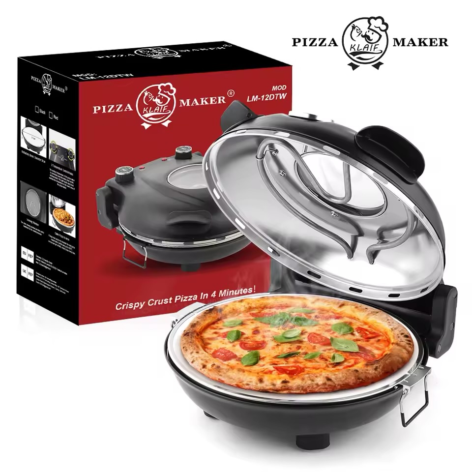 Elektryczny piec do pizzy Klaif 420 stopni 1200W kamień AliExpress promocja kod rabatowy