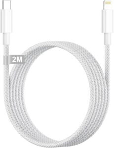Kabel USB-C do Lightning Poukey 2M pleciony iPhone certyfikat MFi Amazon Prime promocja