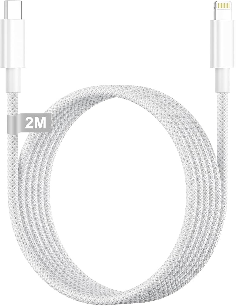 Kabel USB-C do Lightning Poukey 2M pleciony iPhone certyfikat MFi Amazon Prime promocja