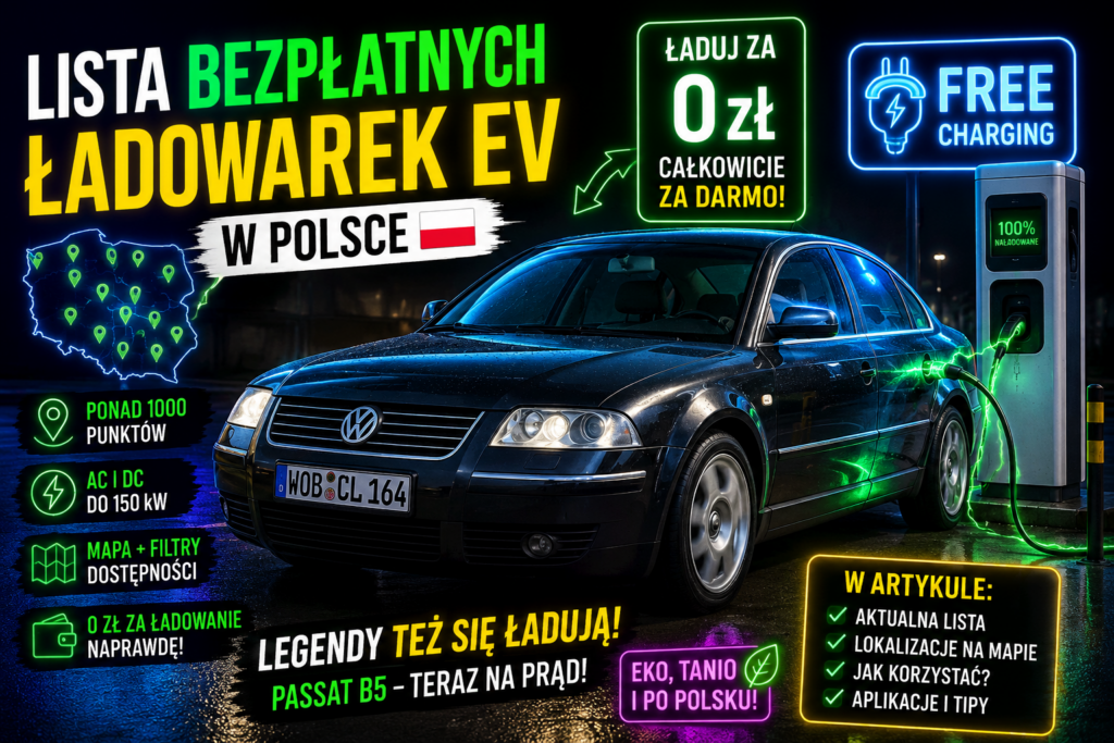 Darmowe ładowarki do samochodów elektrycznych aplikacje EV PlugShare mapa Polski