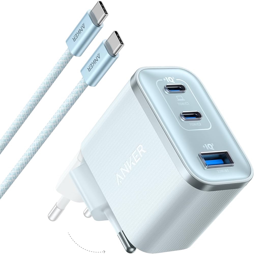 Ładowarka Anker Nano 70W 3x USB-C niebieska z kablem Amazon Prime promocja