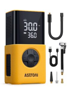 Bezprzewodowy kompresor samochodowy pompka AstroAI 150 PSI żółty Amazon Prime