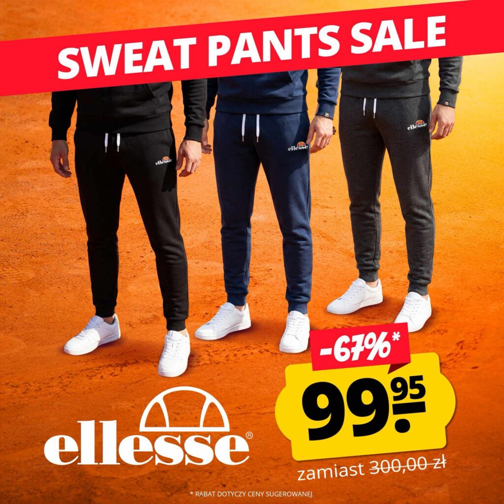 Spodnie dresowe męskie ellesse Karneid czarne wyprzedaż sportrabat
