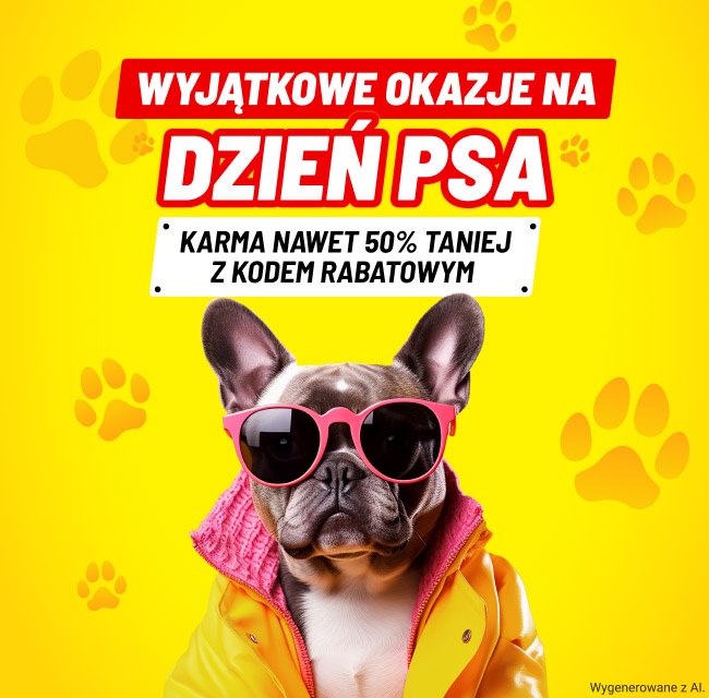 Promocja Dzień Psa w Media Expert karma do 50 procent taniej gratisy