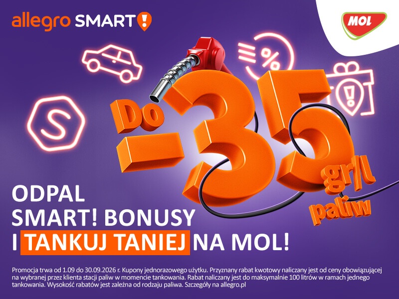 Promocja Allegro Smart MOL rabat na paliwo 35 groszy na litrze wrzesień 2026
