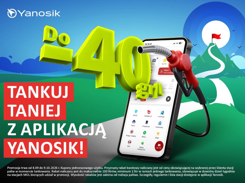 Promocja Yanosik stacje MOL rabat na paliwo 40 groszy na litrze kupon