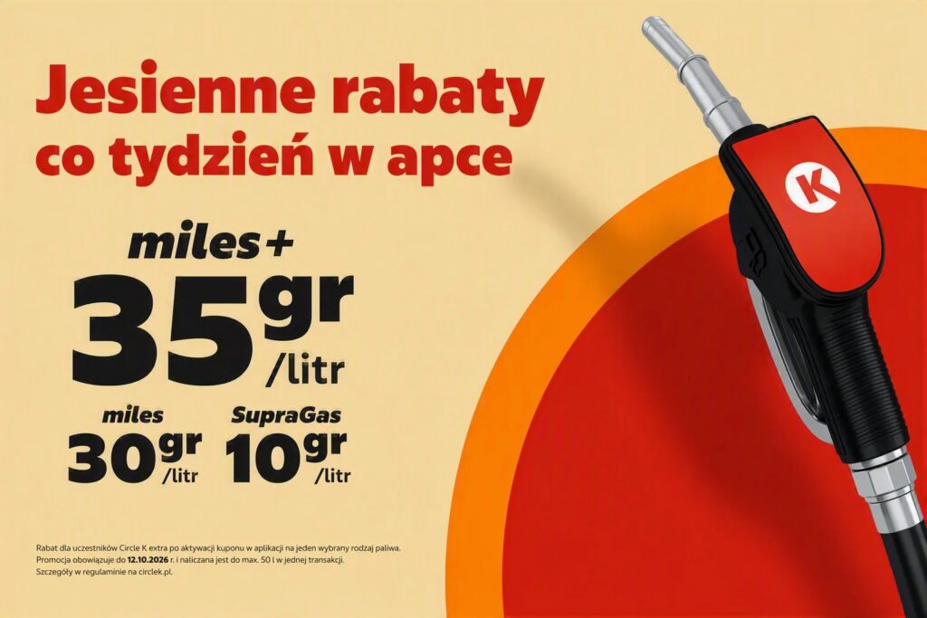 Circle K Jesienne Rabaty promocja na paliwo kupony aplikacja Circle K extra do 35 groszy taniej