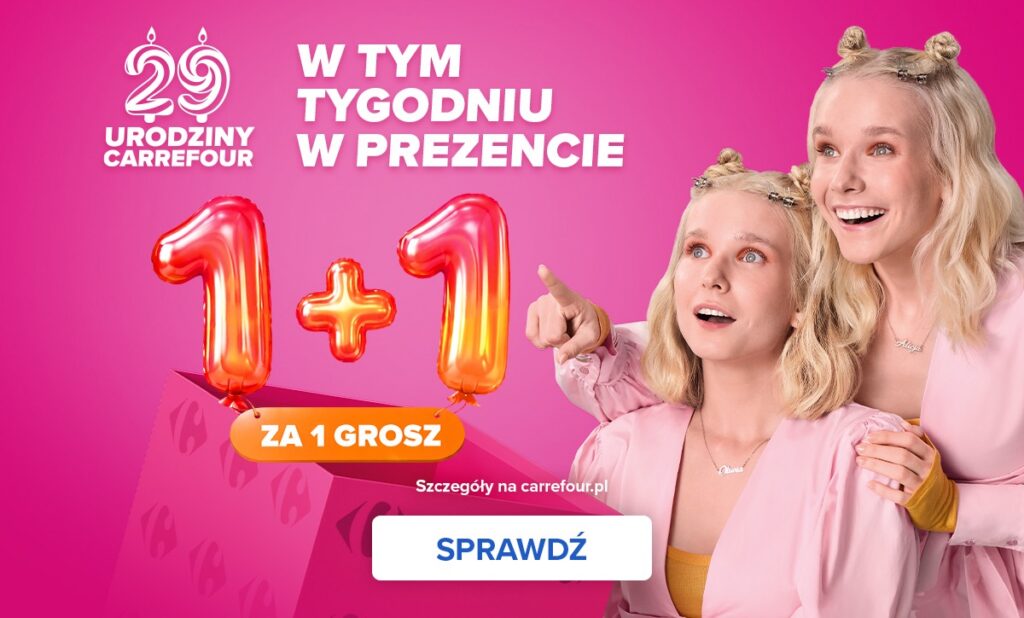 Carrefour 29 urodziny promocja klocki LEGO 20 procent zniżki Ariel 1 plus 1 za 1 grosz e-bon 29 zł