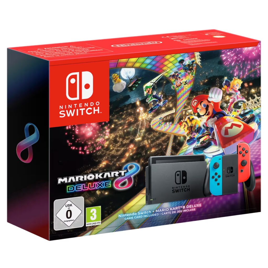 Konsola Nintendo Switch Neon zestaw Mario Kart 8 Deluxe gra pudełkowa My Nintendo Store preorder