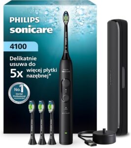 Szczoteczka soniczna Philips Sonicare 4100 czarna 4 końcówki etui Amazon Prime