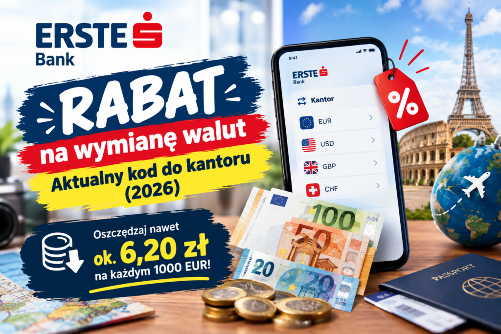 Erste Bank Kantor aktualny kod rabatowy październik 2026 tańsza wymiana walut euro lepszy kurs