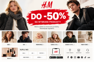 H&M wyprzedaż do -50 procent ubrania damskie męskie dziecięce H&M Home online