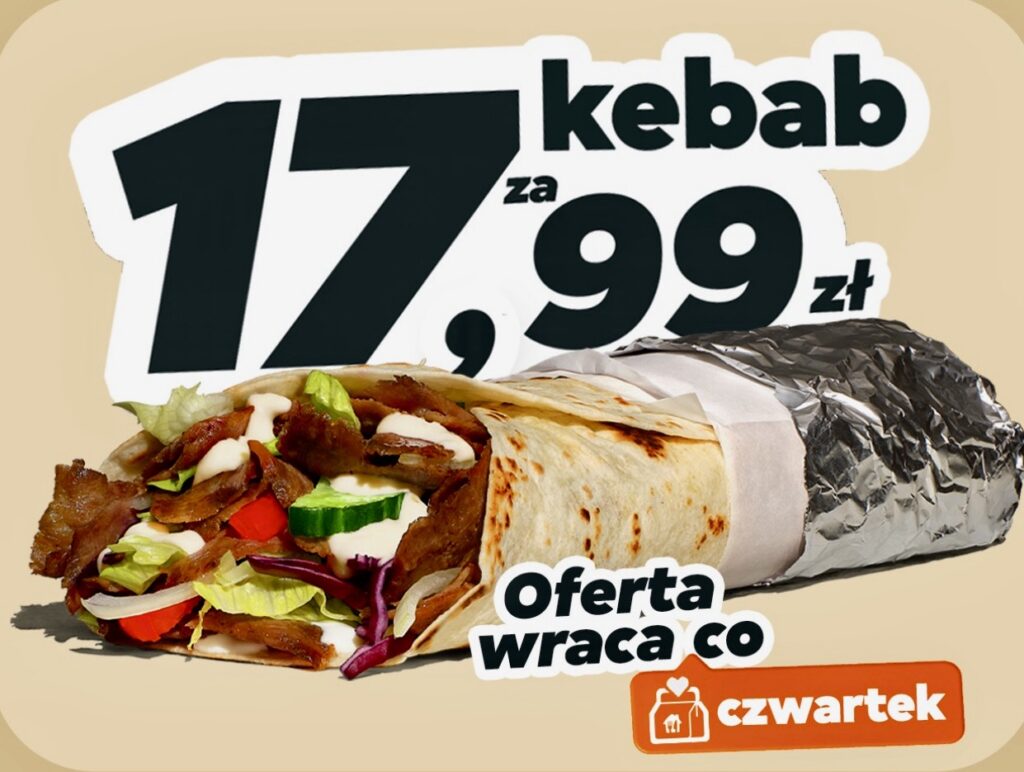 Pyszne pl promocja czwartek kebab za 17 99 zł tani obiad z dostawą